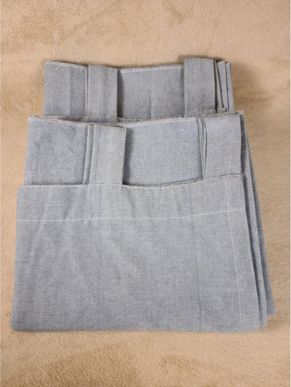 Ikea LENDA Curtain Panels BLUE Chambray Tab Top 55 x 98”